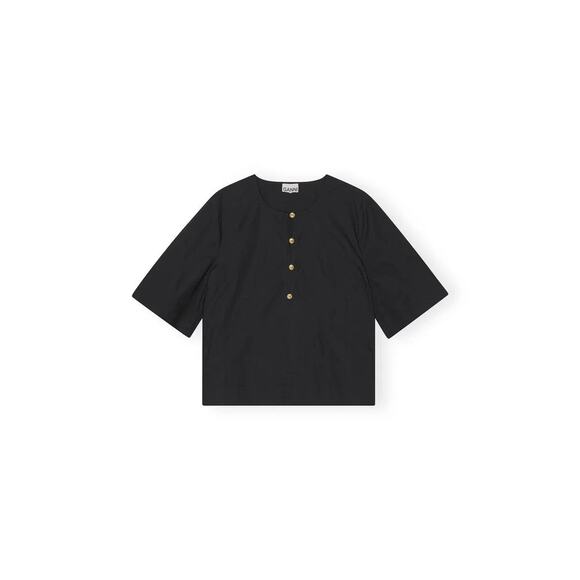 GANNI Cotton Poplin Blouse - 38 - Black - Picture 1 of 6